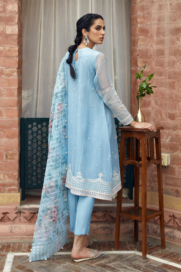 New Classic Sky Blue Embroidered Pakistani Salwar Kameez with Dupatta 2023