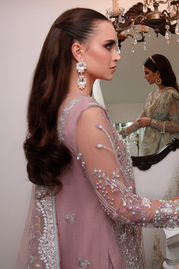 New Classic Tea Pink Embroidered Pakistani Wedding Wear Kameez Sharara 2023