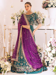 New Classic Teal Green Embellished Pakistani Wedding Dress in Pishwas Style 2023