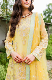 New Classic Yellow Embroidered Pakistani Salwar Kameez in Plazo Style 2023