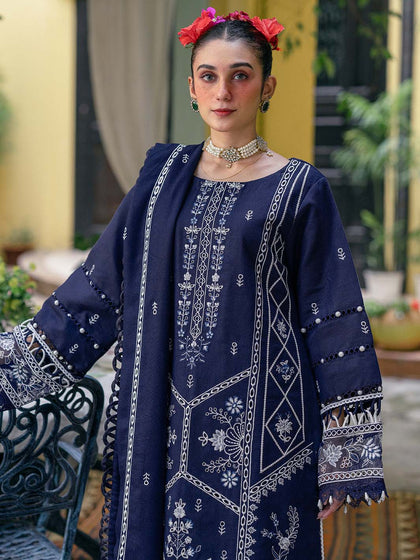 New Dark Blue Embroidered Long Pakistani Salwar Kameez Style Salwar Suit