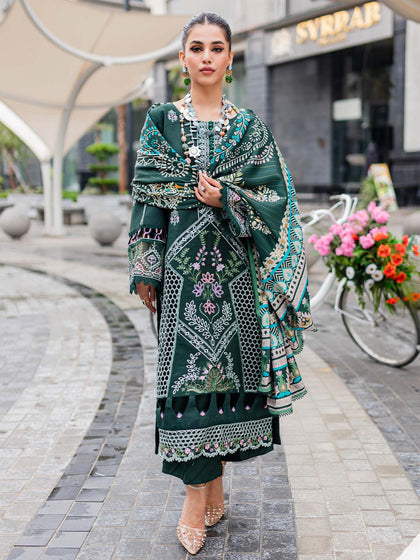 New Dark Green Embroidered Pakistani Salwar Kameez Dupatta Salwar Suit 2023
