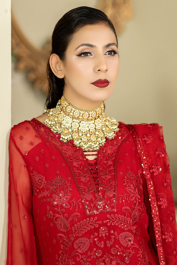 New Deep Red Embroidered Pakistani Salwar Kameez Dupatta Salwar Suit