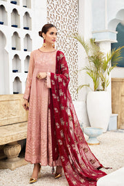 New Dusty Rose Embroidered Pakistani Frock Dupatta Wedding Dress