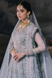New Elegant Ice Blue Embroidered Pakistani Wedding Dress Gown Pishwas