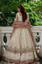 New Elegant Off White Embroidered Pakistani Wedding Dress Gown Pishwas 2023