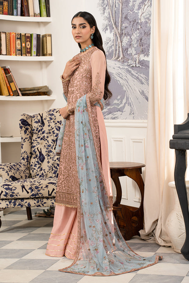 New Elegant Peach Shade Embroidered Pakistani Salwar Kameez Suit