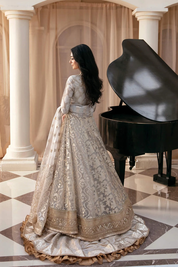 New Elegant Rose Gold Embroidered Pakistani Wedding Dress Gown Pishwas 2023
