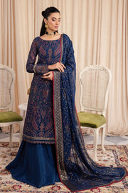 New Elegant Royal Blue Pakistani Salwar Suit in Kameez Palzo Style 2024