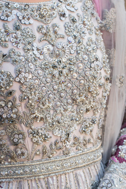 Elegant Silver Embellished Pishwas Pakistani Wedding Dress – Nameera by ...