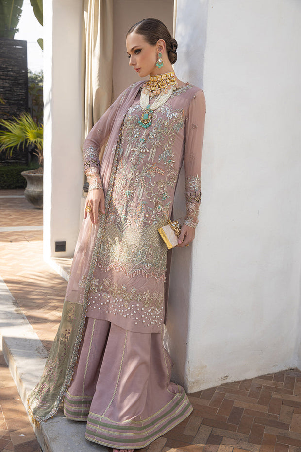 New Elegant Tea Pink Embroidered Kameez Sharara Pakistani Wedding Dress