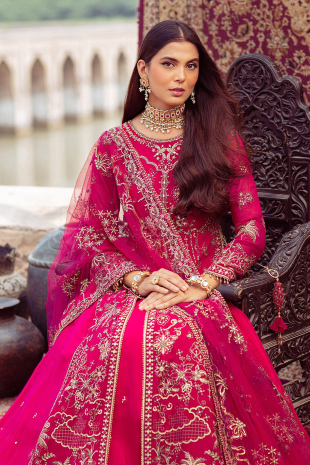New Embellished Pakistani Wedding Dress Gown Style in Crimson Shade 2023