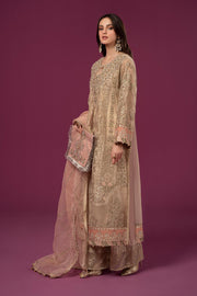 New Embroidered Beige Maria B luxury Formal Pakistani Salwar Suit 20224