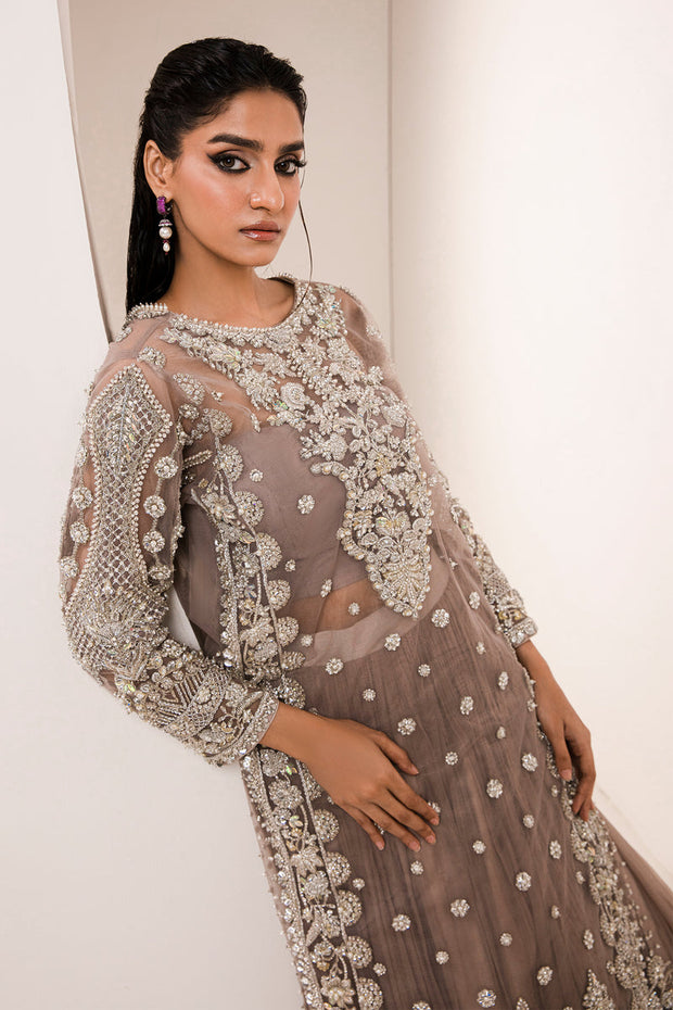 New Embroidered Lavender Pakistani Wedding Dress in Crushed Sharara Style 2023