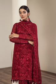 New Embroidered Pakistani Salwar Kameez Red Chiffon Salwar Suit