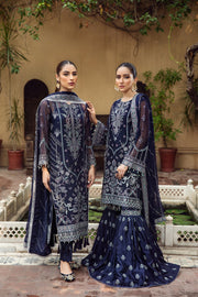 New Embroidered Royal Blue Pakistani Kurta Sharara Wedding Dress 2023