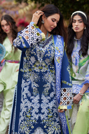 New Embroidered Royal Blue Shade Pakistani Salwar Kameez Dupatta Suit 2024