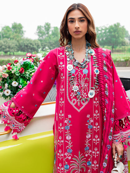 New Embroidered Shocking Pink Pakistani Salwar Kameez Dupatta Salwar Suit