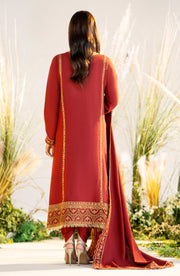 New Flame Red Embroidered Pakistani Salwar Kameez Dupatta Salwar Suit