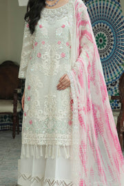 New Floral Snow White Embroidered Pakistani Kameez Salwar Suit with Dupatta