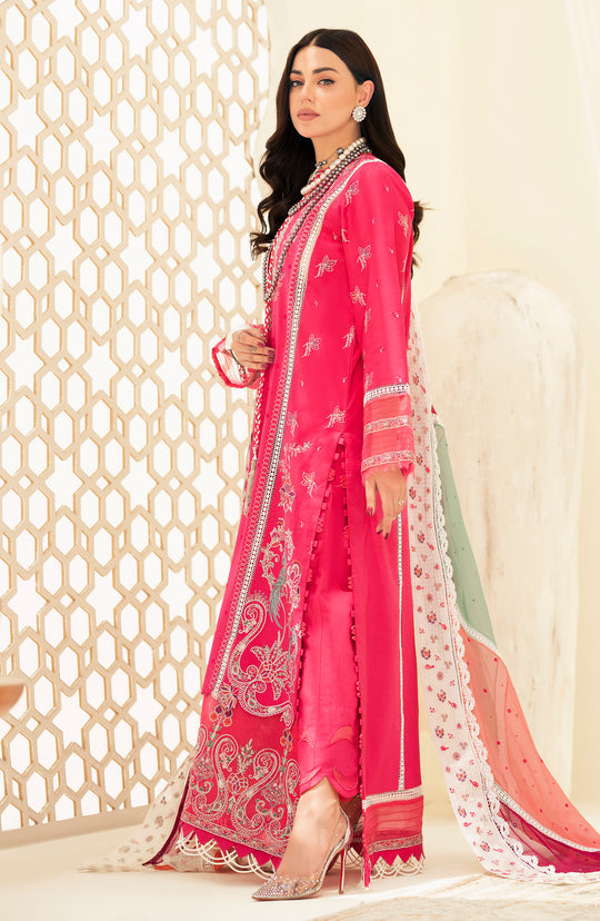 New Fuchsia Pink Embroidered Pakistani Salwar Kameez with Dupatta