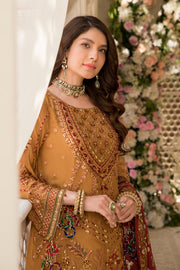 New Gold Heavily Embellished Pakistani Salwar Kameez Dupatta Party Dress 2023