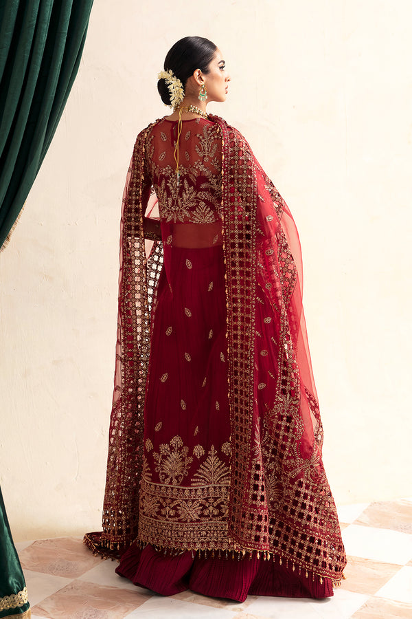New Gold Heavily Embellished Red Pakistani Wedding Dress Kameez Sharara 2023