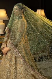 New Gold Shade Embroidered Pakistani Wedding Dress in Pishwas Frock Style