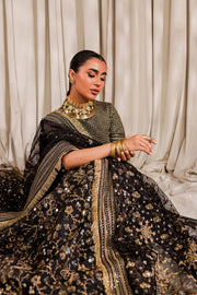 New Golden Black Embroidered Pakistani Lehenga Choli Wedding Dress