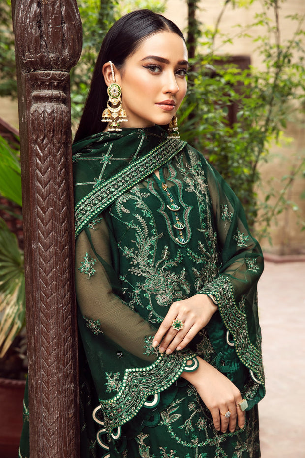 New Heavily Embellished Bottle Green Kameez Dupatta Wedding Dress