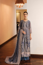 New Heavily Embellished Grey Pakistani Open Shirt Style Wedding Dress 2023
