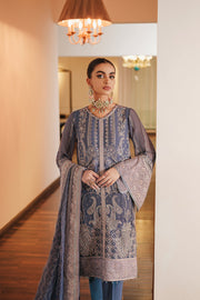 New Heavily Embellished Grey Pakistani Open Shirt Style Wedding Dress