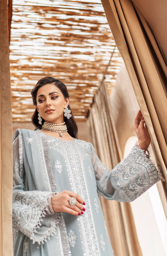 New Heavily Embellished Grey Pakistani  Salwar Kameez with Dupatta Dress 2023
