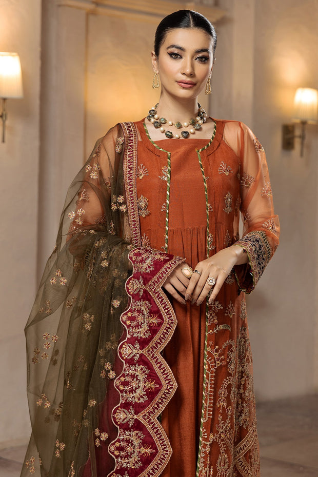 New Heavily Embellished Pakistani Caramel Gown Sharara Wedding Dress