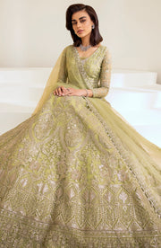 New Heavily Embellished Pakistani Wedding Dress in mint Green Pishwas Style