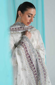 New Heavily Embellished Silver Pakistani Long Kameez Sharara Wedding Dress