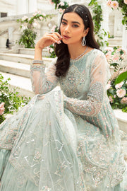 New Ice Blue Lehenga Frock Heavily Embellished Pakistani Wedding Dress 2023