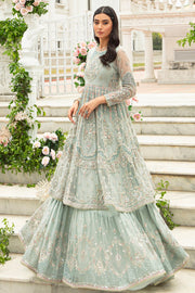 New Ice Blue Lehenga Frock Heavily Embellished Pakistani Wedding Dress