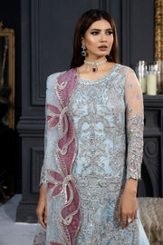 New Ice Blue Luxury Silver Embroidered Pakistani Salwar Kameez Dupatta