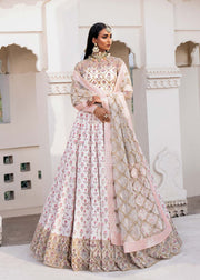 New Ivory Pink Contrast Embroidered Pakistani Wedding Wear Lehenga Choli