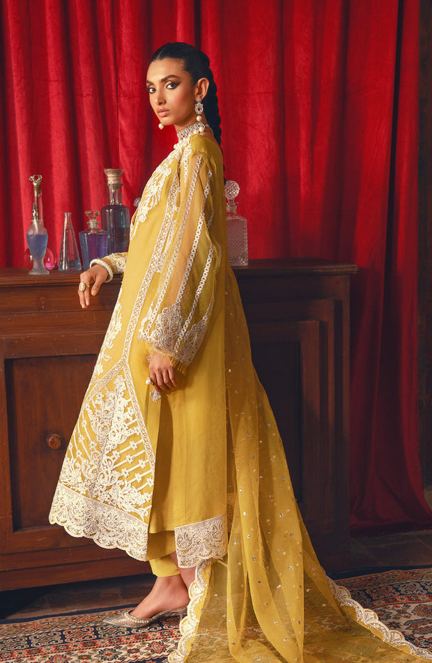 New Lemon Yellow Embroidered Pakistani Salwar Kameez Dupatta Salwar Suit