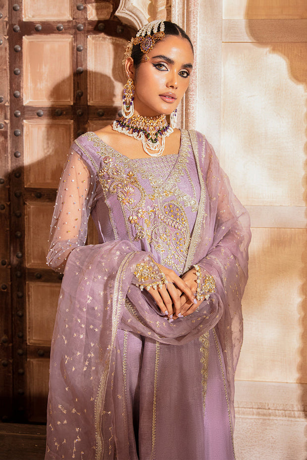 New Lilac Angrakha Style Heavily Embroidered Pakistani Wedding Dress 2023