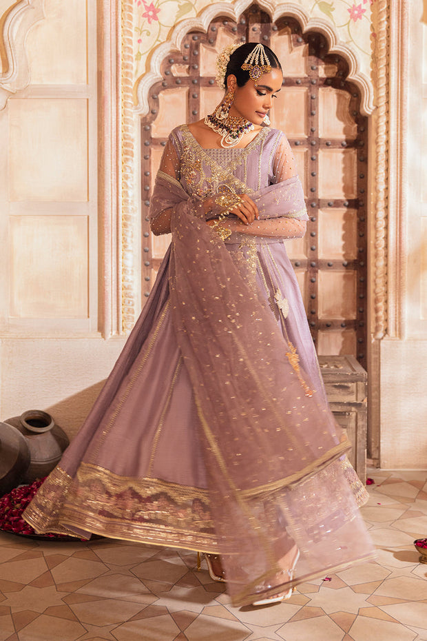 New Lilac Angrakha Style Heavily Embroidered Pakistani Wedding Dress