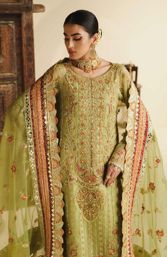 New Lime Green Traditionally Embellished Pakistani Kameez Salwar Suit 2023