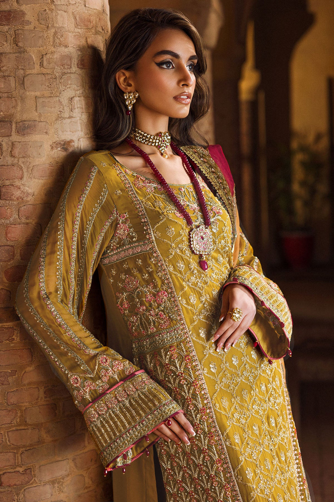 New Luxury Acid Green Embroidered Chiffon Pakistani Party Dress Salwar Suit