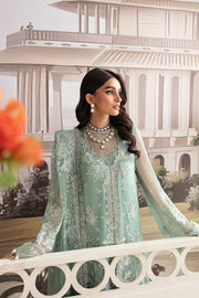 New Luxury Aqua Shade Pakistani Wedding Dress in Kameez Gharara Style