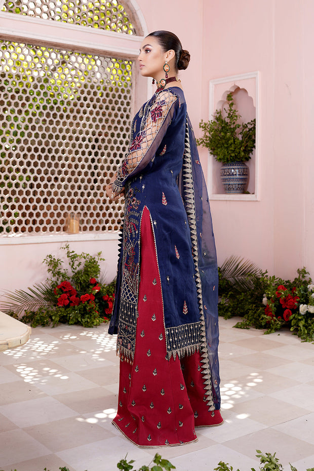 New Luxury Blue Embroidered Pakistani Wedding Dress Salwar in Plazo Style 2023