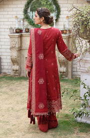 New Luxury Deep Red Embroidered Pakistani Salwar Kameez Style Party Dress