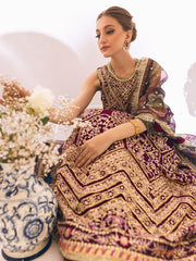 New Luxury Embellished Pakistani Wedding Dress Maroon Pishwas Style