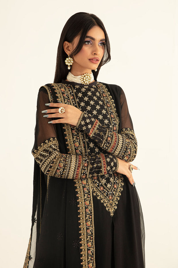 New Luxury Embroidered Black Chiffon Pakistani Wedding Salwar Kameez Suit